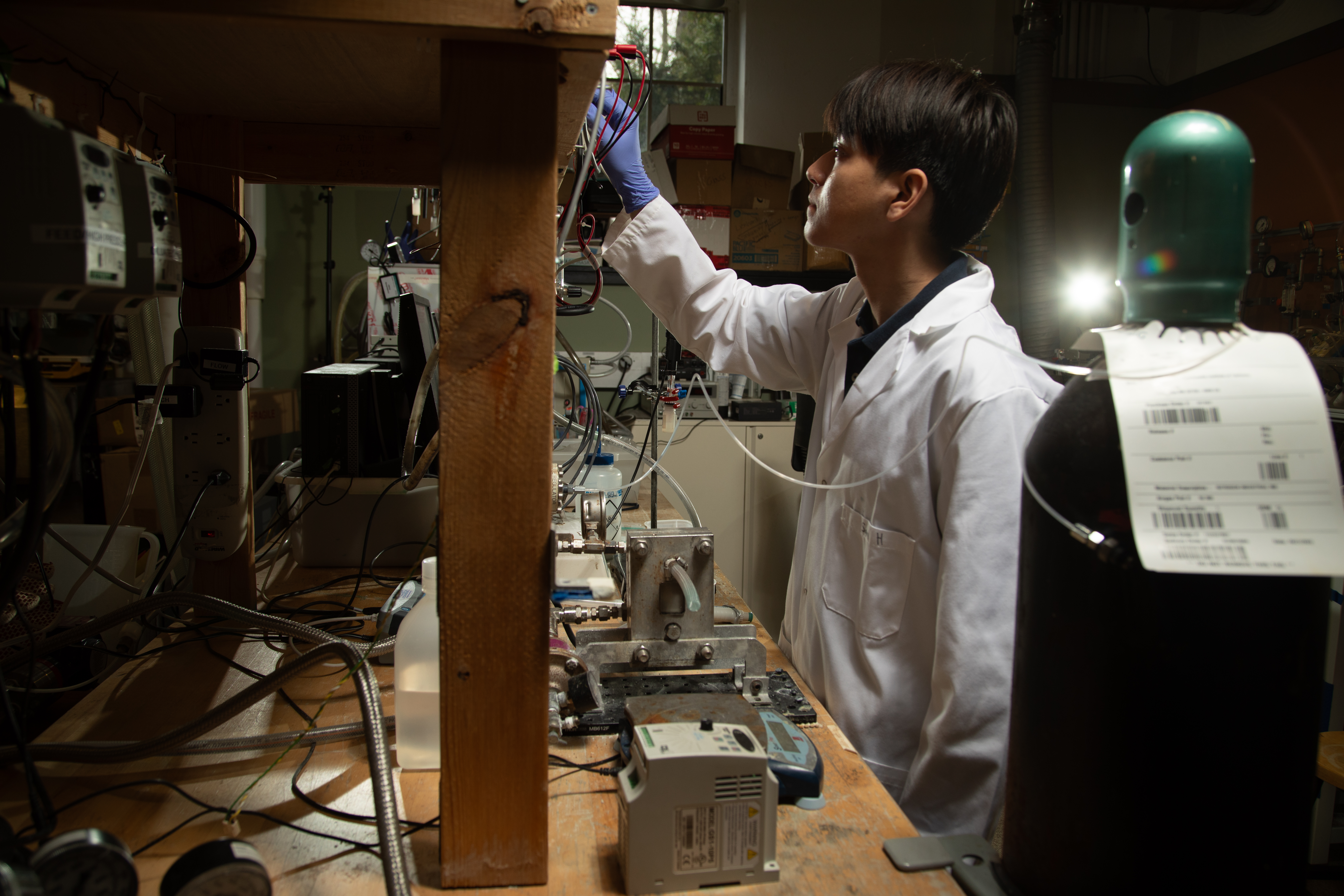 Researcher working with membrane systems